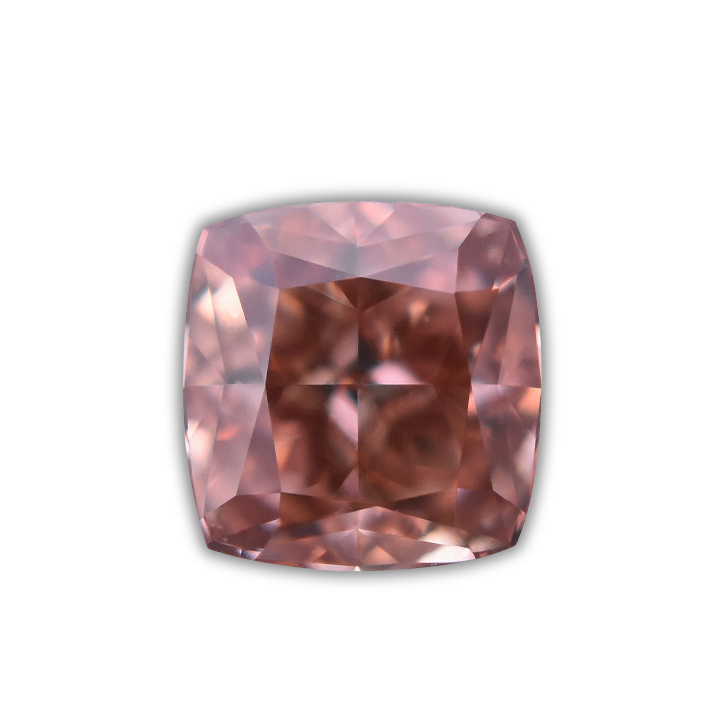 Cushion brilliant Fancy Deep Orangey Pink