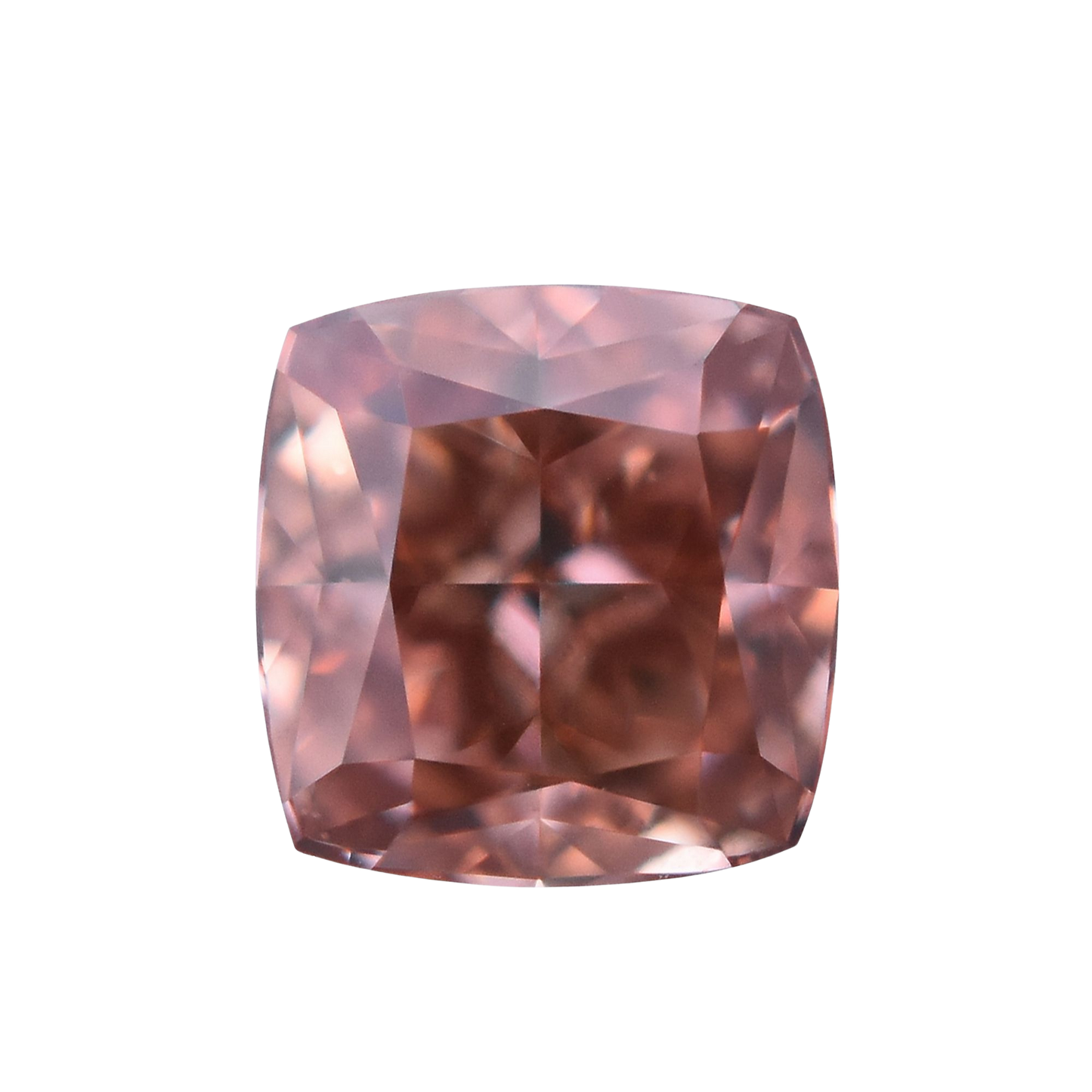 Cushion brilliant Fancy Deep Orangey Pink